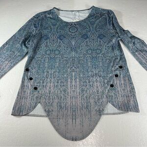 NWT Made With Love Size‎ XL Blue Balayage Paisley Long Sleeve Shirt